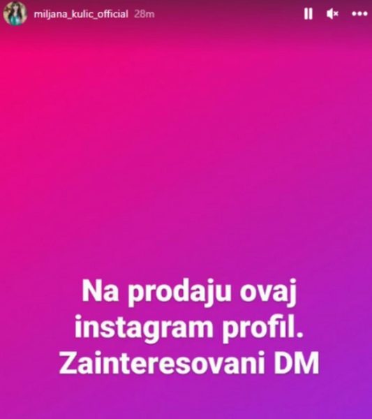 Miljana Kulić prodaje svoj profil na Instagramu